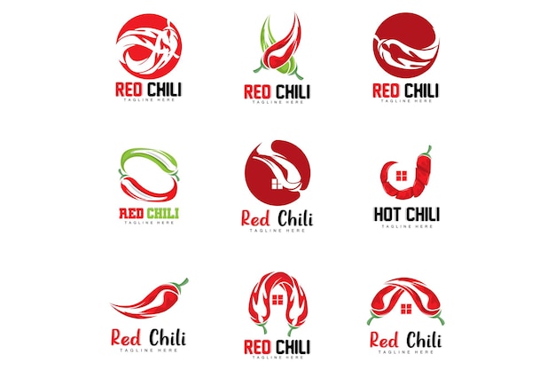 Vector red chili logo hot chili peppers vector chili garden house ilustración empresa producto marca ilustración