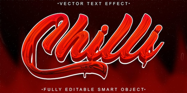 Red Chilli Fluid Hot Sauce Vector Objeto Inteligente totalmente editable Efecto de texto