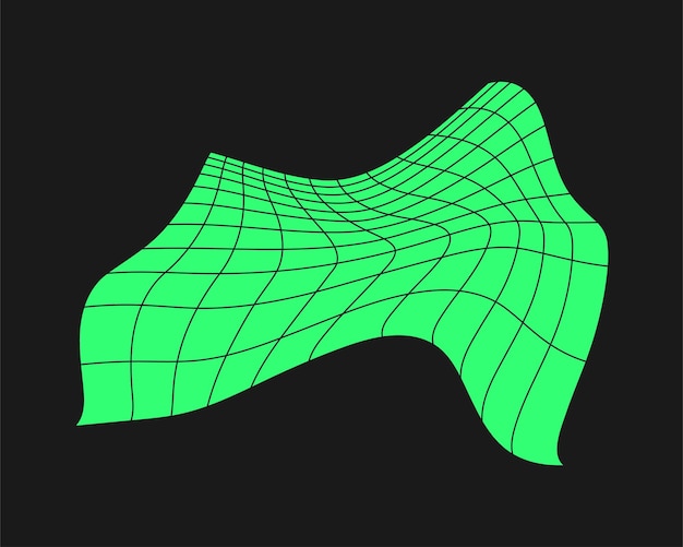 Red cibernética distorsionada Elemento de geometría Cyberpunk estilo y2k Malla verde aislada