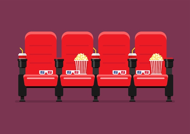 Vector red cinema sillas vector illustration