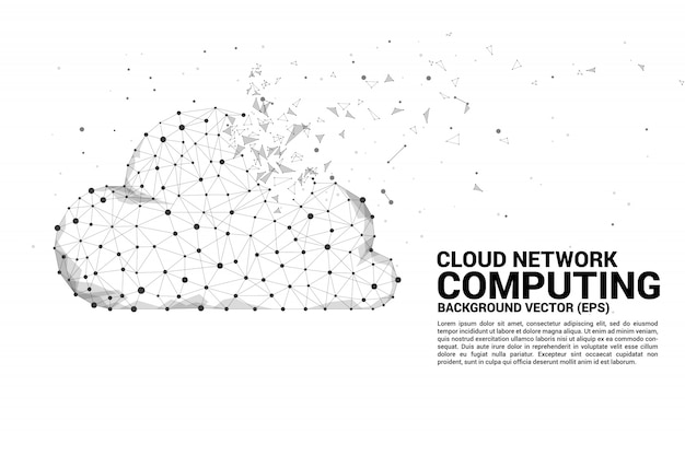 Red de computación en la nube concepto polígono punto línea conectada.