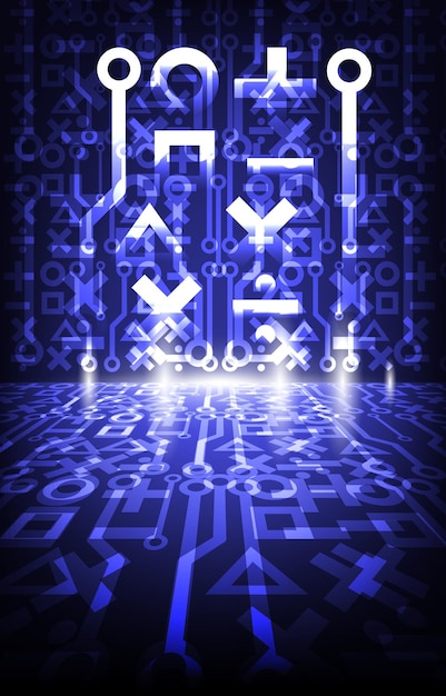 Red de comunicación digital de tecnología. Conexión de señal digital de datos. Inteligencia artificial.
