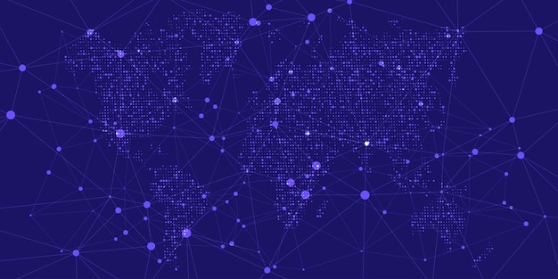Red de datos de mapa resumen conexión de punto y triángulo ilustración vectorial de fondo