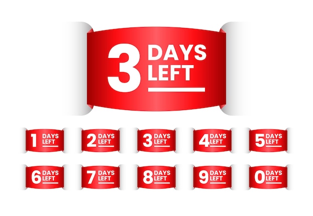 Vector red days left label ribbon design