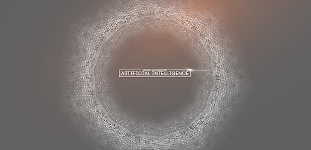 Red digital geométrica que ilustra conceptos de inteligencia artificial con una malla intrincada