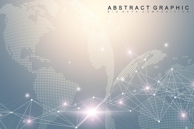 Red e intercambio de datos sobre el planeta tierra en el espacio virtual gráfico de fondo comunicación con w