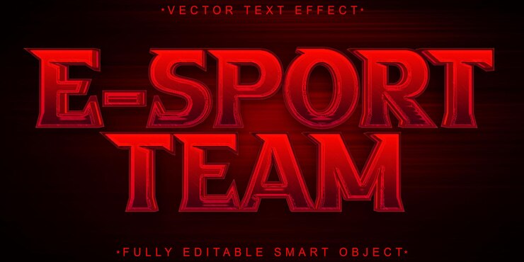 Vector red esport team vector efecto de texto de objeto inteligente totalmente editable
