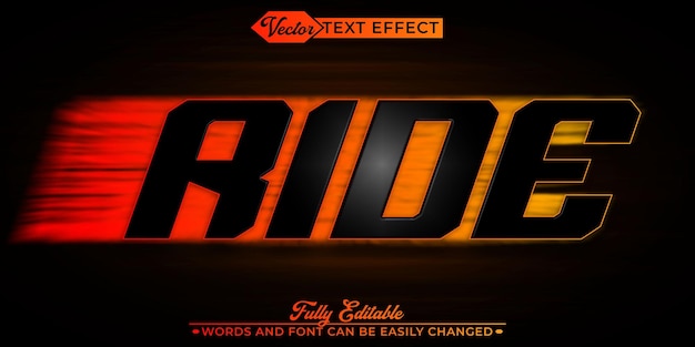 Red Faster Rider Vector Efecto de texto de objeto inteligente totalmente editable