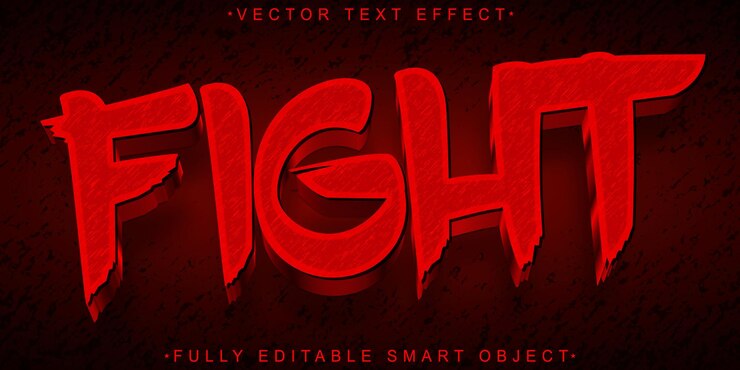 Vector red fight vector efecto de texto de objeto inteligente totalmente editable