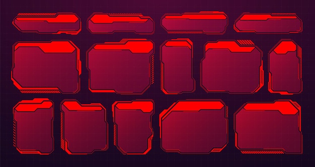 Red futurístico hud o ui elementos scifi interfaz de usuario cuadros de texto llamadas cuadros de mensaje de advertencia