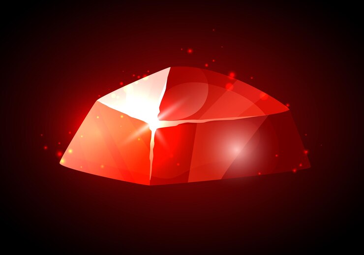 Vector red gem ruby vector clipart aislado en un fondo oscuro