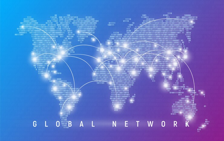 Vector red global, comunicación y conexiones mundiales, interna