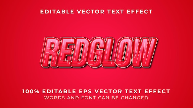Red glow editable vector eps text effect