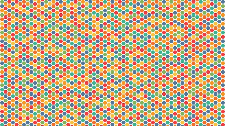 Vector red hexagonal multicolor abstracta sin costuras. patrón de panal de textura de fondo. ilustración de vector de estilo plano.