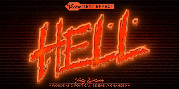Red Horror Hell Vector Plantilla de efecto de texto editable