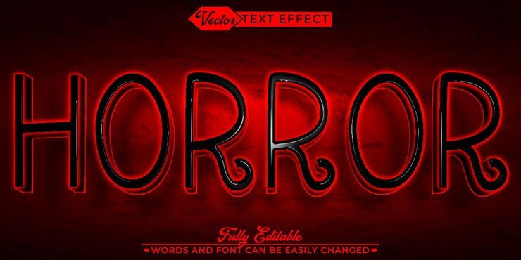 Vector red horror vector modelo de efecto de texto editable