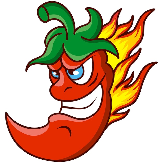 Red hot chili pepper cartoon mascota fuego llamas