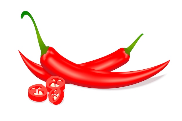 Vector red hot chili pepper en rodajas.