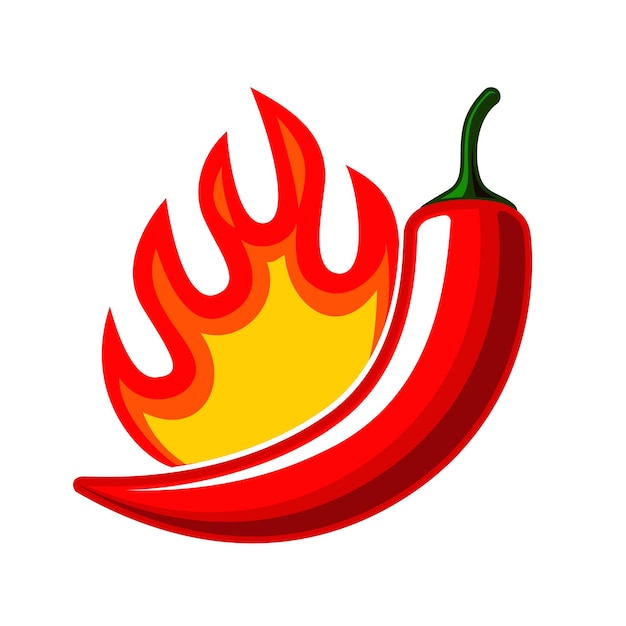 Vector red hot flaming chili pepper pod diseño para productos culinarios paquete de especias libro de cocina