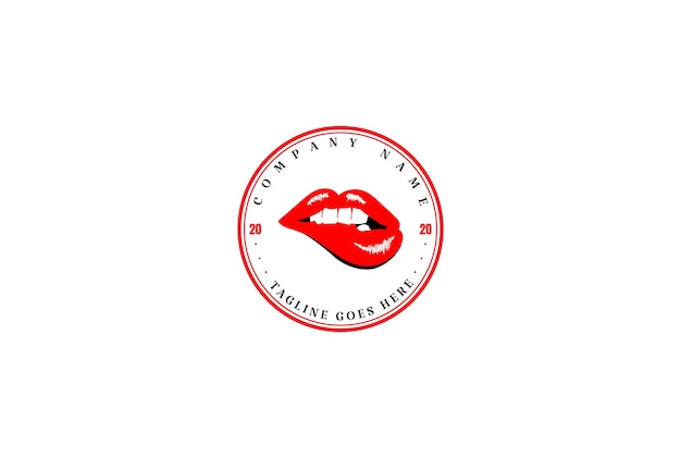 Red Hot Sexy Sensual Naughty Woman Girl Labios Diseño Logo Vector