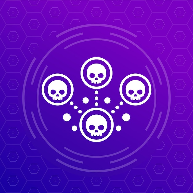 Red de iconos vectoriales de botnet con bots
