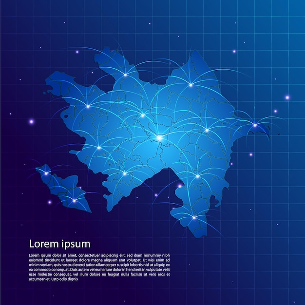 Red de internet del mapa de Azerbaiyán