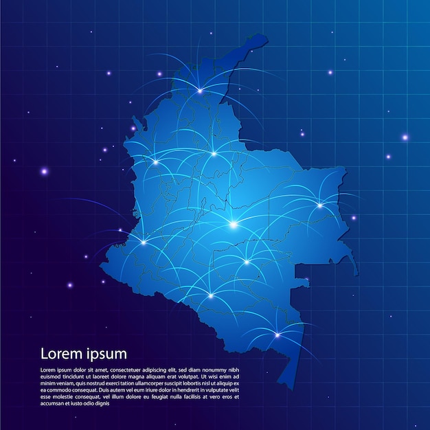 red de internet del mapa de colombia