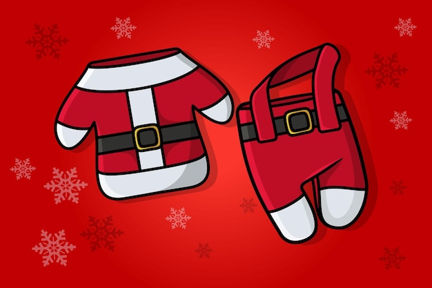 Red Kids Winter, traje de Navidad con ilustración de icono de vector de cinturón.