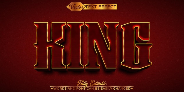 Red Kingdom Vector Modelo de efecto de texto editable