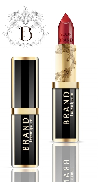 Red de lápiz labial embalaje realista Vector