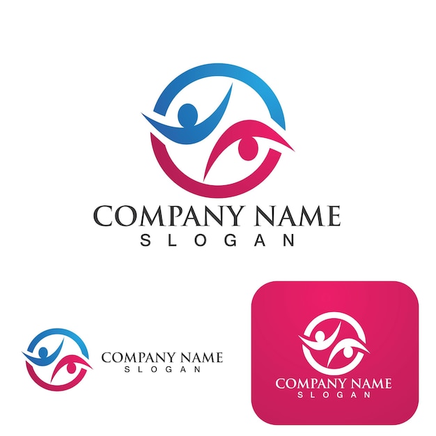 Red de logotipo de grupo comunitario e icono social
