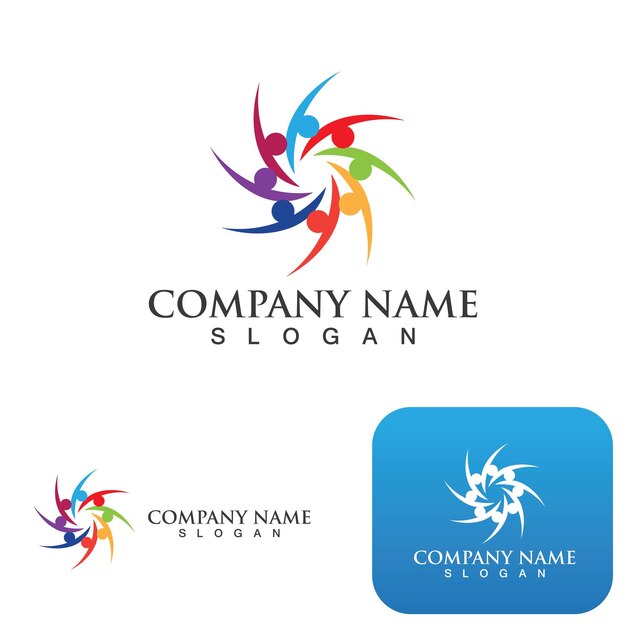 Red de logotipo de grupo comunitario y vector de icono social