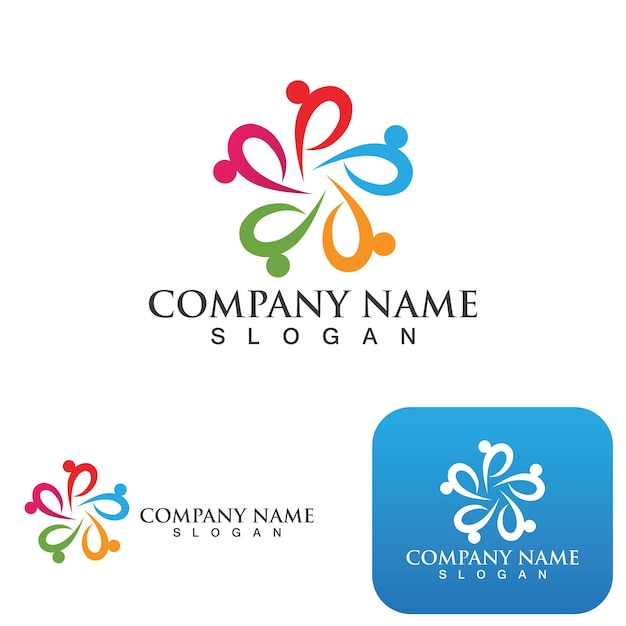 Red de logotipo de grupo de personas y vector de icono social