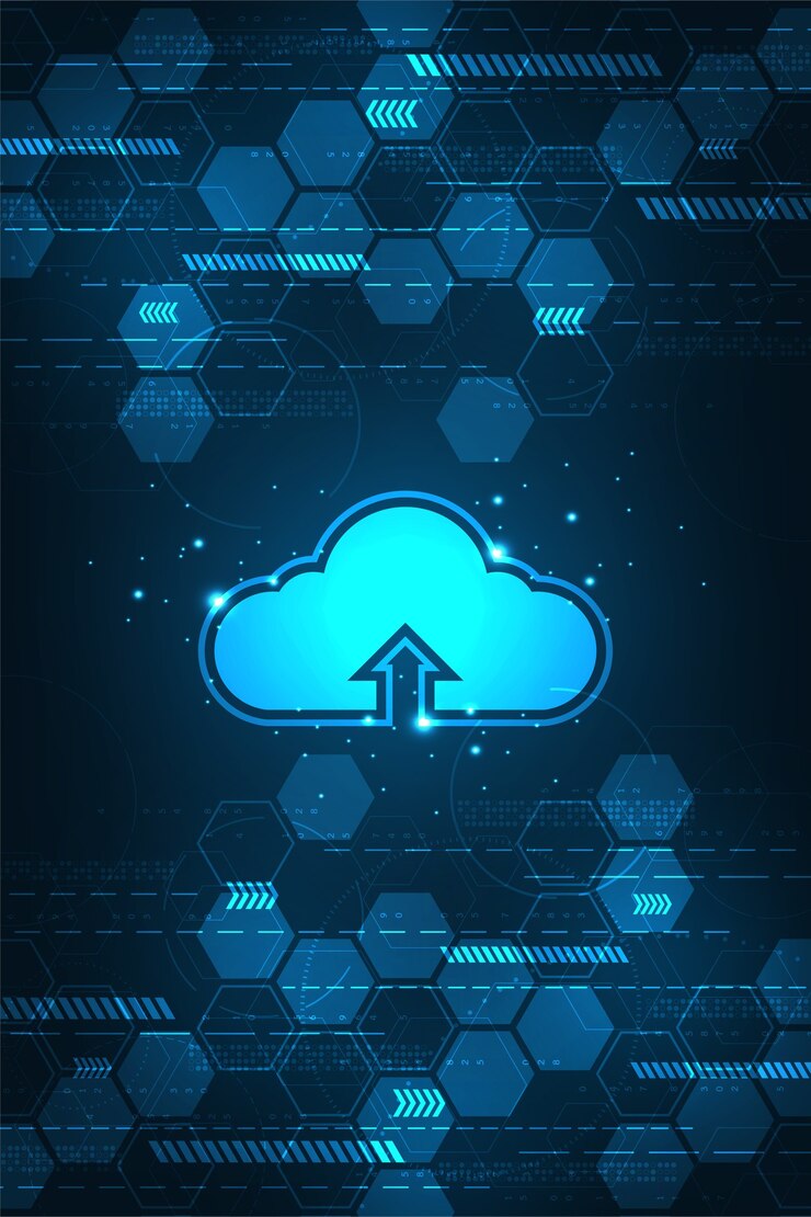 Vector red en la nube cargando información diversa a través de sistemas digitales.