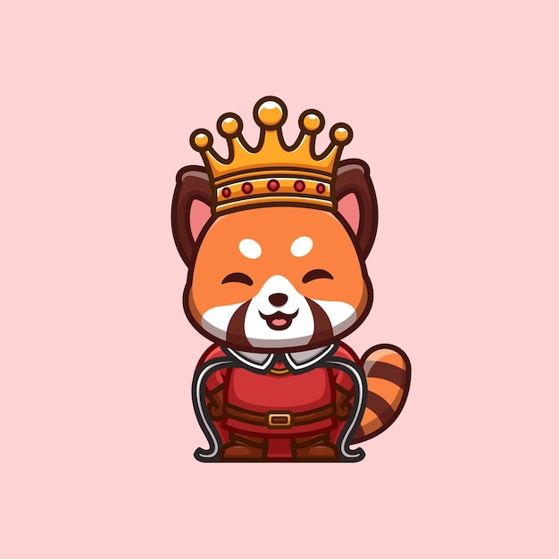 Vector red panda king cute creative kawaii cartoon mascot logo