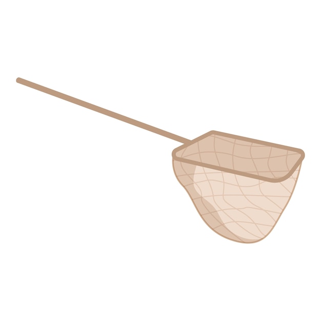 La red de pesca con mango de madera está atrapando algo.