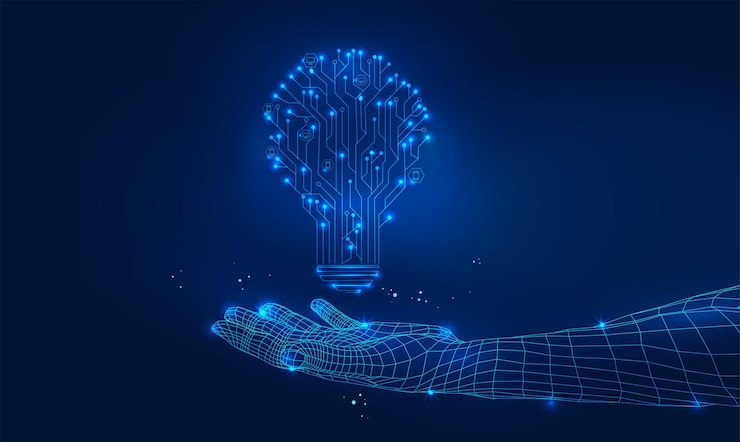 Vector red poligonal 3d new blockchain en fondo azul oscuro. vector de concepto de contorno.