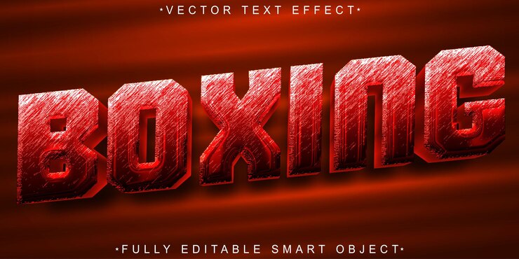 Vector red shiny boxing fighter vector objeto inteligente totalmente editable efecto de texto