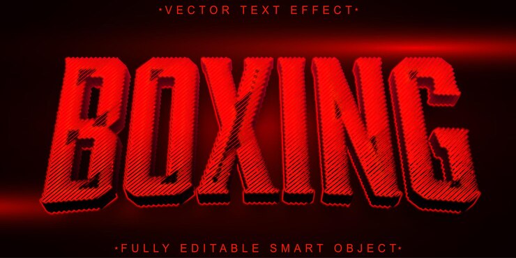 Vector red shiny boxing fighter vector objeto inteligente totalmente editable efecto de texto