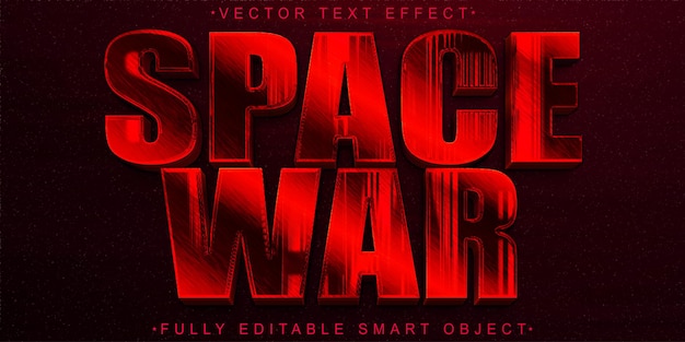 Red Shiny Space War Vector Objeto inteligente totalmente editable Efecto de texto