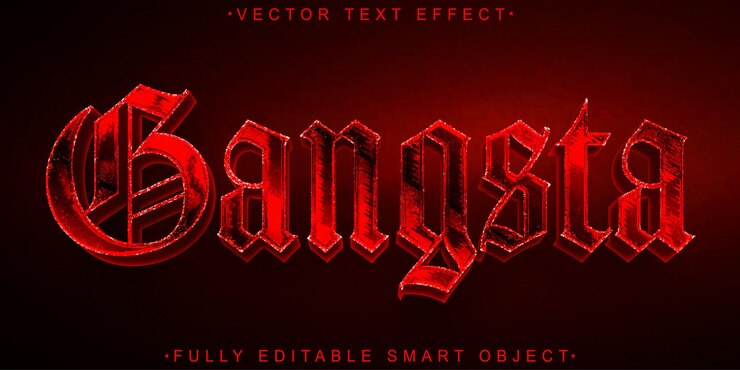 Vector red y silver gangster vector efecto de texto de objeto inteligente totalmente editable