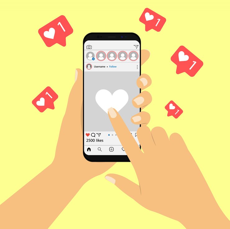 Vector red social. me gusta en las redes sociales.