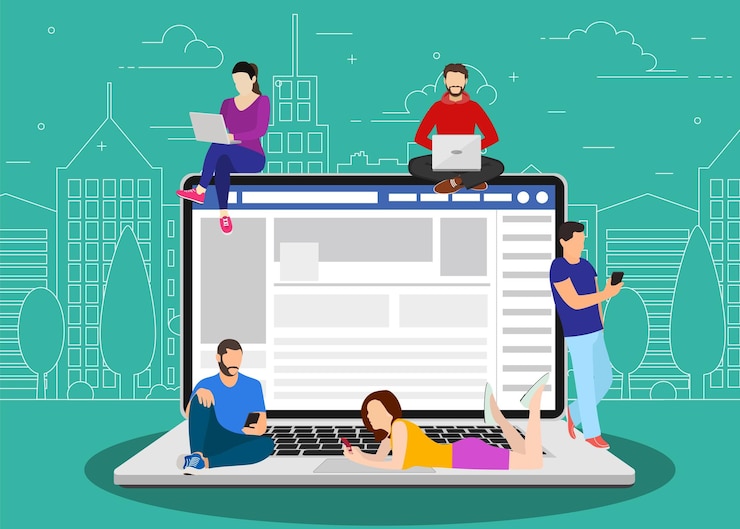 Vector red social sitio web concepto de navegación