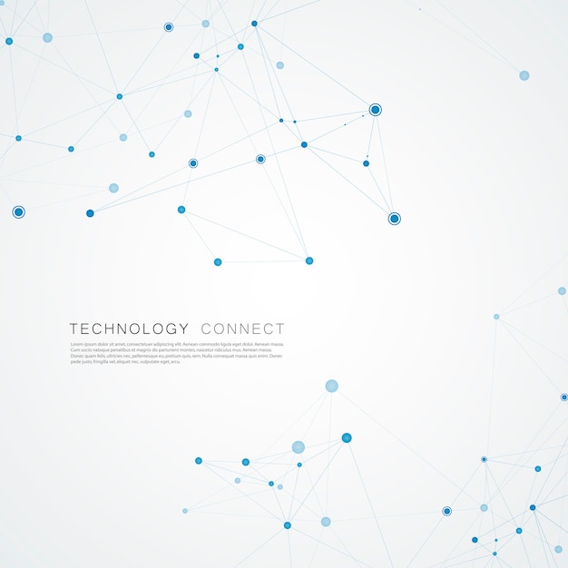 La red tecnológica se conecta con puntos y líneas. Fondo creativo de ciencia