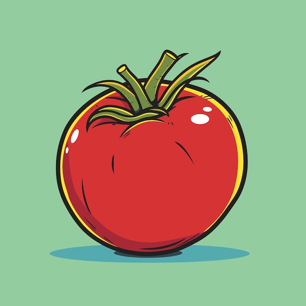 Vector red tomato cartoon vegetable illustration flat vector art