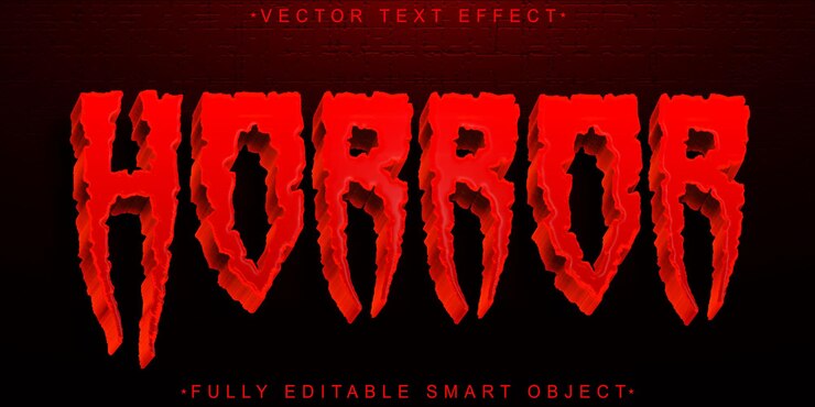 Vector red vampire horror vector efecto de texto de objeto inteligente totalmente editable