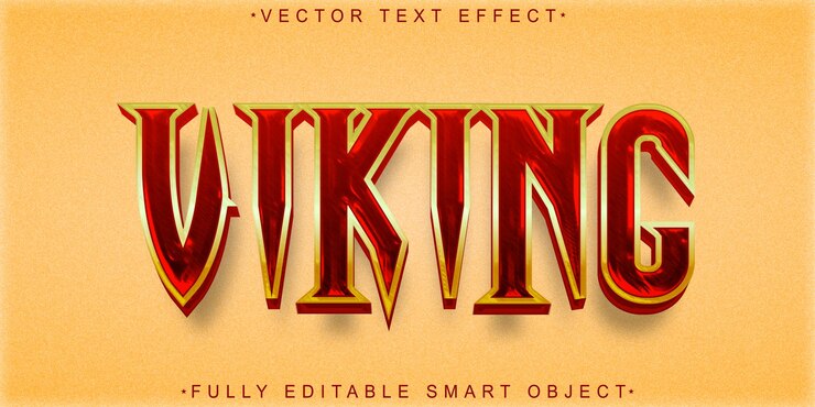 Vector red viking vector efecto de texto de objeto inteligente totalmente editable