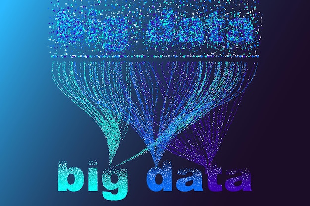 Red de visualización de big data. Infografía futurista, onda 3d, flujo virtual, sonido digital, música. Información de datos grandes coloridos abstractos del vector.