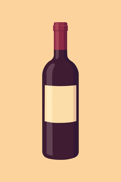 red Wine bottle illustration with label