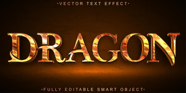 Red Worn Dragon Vector Efecto de texto de objeto inteligente totalmente editable